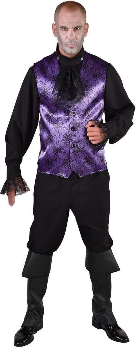 Vampier & Dracula Kostuum | Spinnenweb Halloween Gilet Paars Man | XL / XXL | Halloween | Verkleedkleding